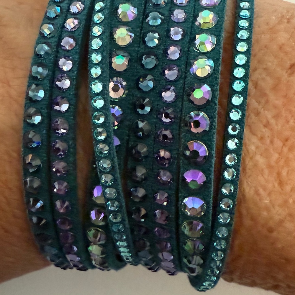 Swarovski Blue/ Teal and Purple Crystal Wrap Bracelet